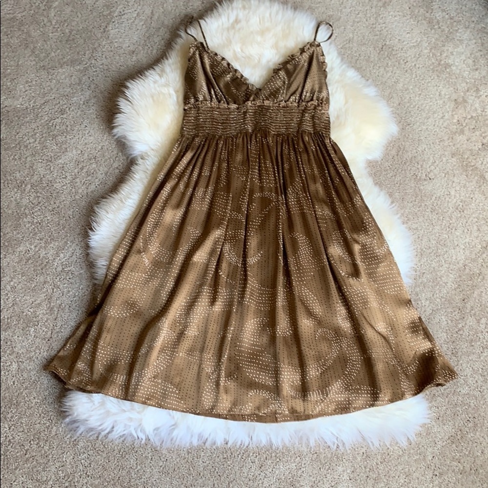 BCBGMAXAZRIA Silk/Poly Carmel Dress S Y2K Style